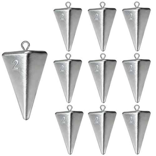 Fishing Weights Pyramid Sinkers Kit Bullet Fishing Weights Sinkers for Ocean Saltwater Surf Fishing Gear Tackle 1oz 2oz 3oz 4oz - color: 2oz-10pcs
