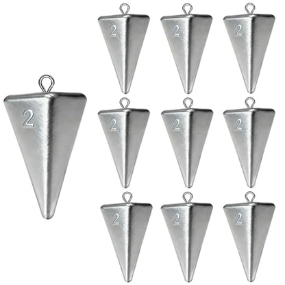 Fishing Weights Pyramid Sinkers Kit Bullet Fishing Weights Sinkers for Ocean Saltwater Surf Fishing Gear Tackle 1oz 2oz 3oz 4oz - color: 2oz-10pcs