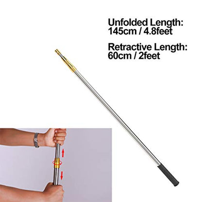 Cyfie Retractable Fishing Gaff, 4.8/6.6/7.8/9.4/16.4ft Telescopic Fishing Gaff with 8mm Screw, Capable for Fish Gig Spear Harpoon Hook, Ice and Saltwater Fishing Gaff Pole for Hunting Fish Frog Mole - color: 4.8 Feet Extending Pole