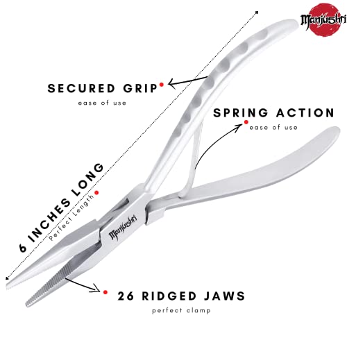 Manjushri Precision 6 Inches Fish Pin Bone Pliers Tweezers for Removing, Plucking and Pulling Pin Bones (Silver) - color: Silver
