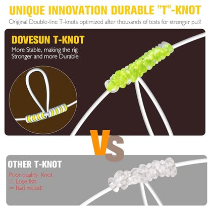 Dovesun 10PCS/4PCS Pompano Rigs for Surf Fishing Unique T-Knot Strong Pre-Rigged Surf Fishing Rigs with Three Circle Hooks Saltwater Pompano Floats - color: 4PCS