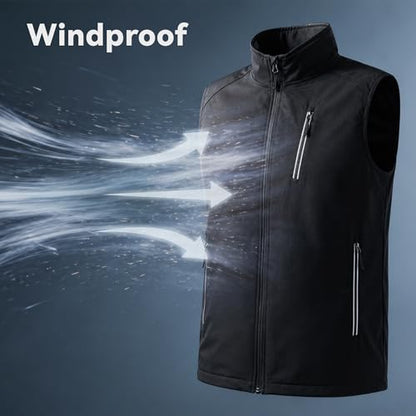 Men's Lightweight Vest Golf Soft Shell Vests Travel Casual Sleeveless Jacket Windbreaker Hiking Outerwear - color: Black, size: X-Large