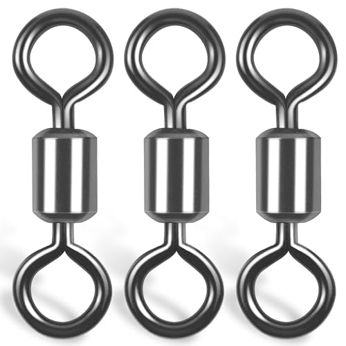 Rolling Barrel Fishing Swivel,120pcs Stainless Steel Black Nickel Fishing Line Connector Swivels Fishing Tackle for Saltwater 30LB to 335LB - size: 120pcs 6/0-335lb