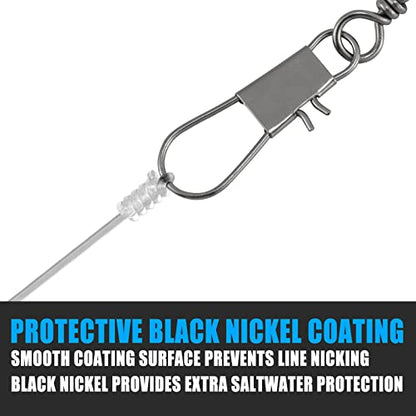 Dr.Fish 50 Pack Fishing Snap Swivels, Barrel Swivels Fishing Tackles, Stainless Steel Safty Interlock Snaps Leader Line Lure Connector Fresh&Saltwater 26-132Lb - size: #8(31Lb)-50 Pack