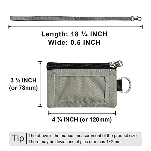 CHENSPRX Minimalist RFID Blocking Small Wallet with ID Window,WaterResistant Zip Id Case Wallet with Lanyard Keychain for Cards,Cash,Travel,Women,Men - color: Grey