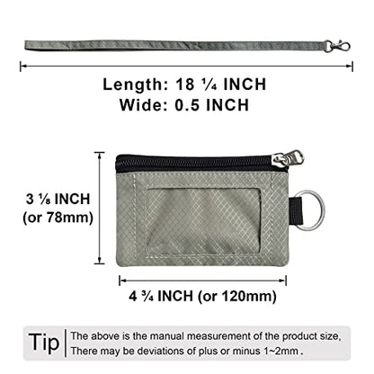 CHENSPRX Minimalist RFID Blocking Small Wallet with ID Window,WaterResistant Zip Id Case Wallet with Lanyard Keychain for Cards,Cash,Travel,Women,Men - color: Grey