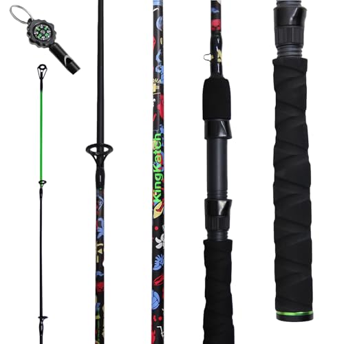 5’6" Ultra-Light Spinning Fishing Rod, Threaded Grip Gun Handle, Durable Composite Graphite & Glass Blank, Ceramic Line Guides, Sensitive Strike Detection for Freshwater & Inshore - size: HDSJZB18-6'0"