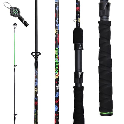 5’6" Ultra-Light Spinning Fishing Rod, Threaded Grip Gun Handle, Durable Composite Graphite & Glass Blank, Ceramic Line Guides, Sensitive Strike Detection for Freshwater & Inshore - size: HDSJZB21-7'0"
