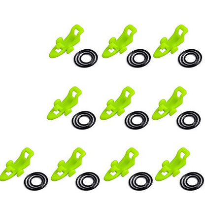 Fishing Hook Keeper Fishing Rod Keeper with 3 Different Rubber Rings Fishing Rod Hook Holder 10pcs - color: Green-10pcs
