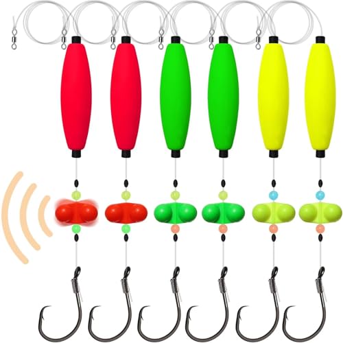 Dovesun Pre-Tied Catfish Rig System, 23 Inch 55LB Santee Cooper Catfish Float Rig with Adjustable EVA Slip Float and High Carbon Circle Hooks 5/0 6/0 8/0, Ready-to-Fish for River and Bank Fishing - color: Cigar Float-8/0Hook * 6PCS