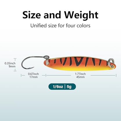 Fishing Lures for Saltwater/Freshwater, Metal Trout Lures for Bass Walleye Pike, 5g Fishing Spoon with Single Hook - color: TS（M）