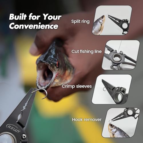 Titanium Fishing Pliers, Premium Saltwater Fishing Gear, Tungsten Cutters, Split Ring Hook Remover, Knot Tying Tool with Lanyard, Ice Fishing, Sea Fishing Kit Gifts for Men - color: With Lock