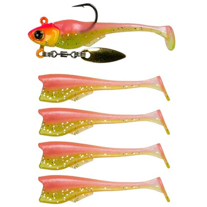 6th Sense – Pecos Underspin Crappie Fishing Lure Kit with 1/8 oz Jig Head and 2 in Swimbaits - color: Pro Chicken, style: Willow Blade