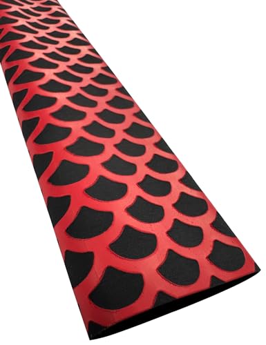 Accering 2-Tone Fish Scale Heat Shrink Tubing, Non-Slip Fishing Rod Grip Wrap for Hockey & Shovel (φ30mm, Black & Red) - color: Black & Red, size: φ30mm, L3.3ft