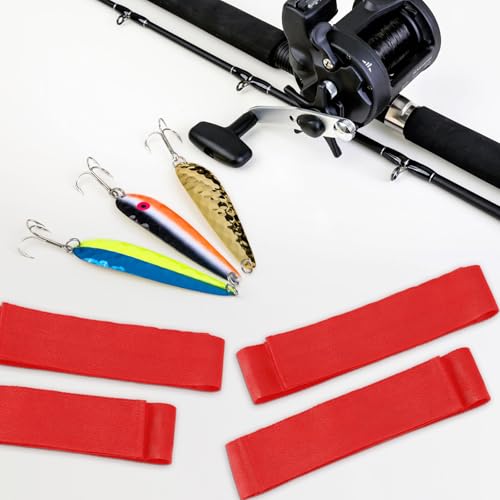 Arrowbash 4 Pcs Fishing Rod Straps for Boat Deck 28.1'' Nylon Rod Straps( up to 5) with 24 Screws Secure for Fishing Boat Accessories - color: Red