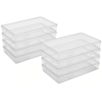 Goodma 8 Pieces Rectangular Empty Mini Clear Plastic Organizer Box | 195 x 113 x 30 mm, Hinged Lids, For Small Items, Craft Projects - size: 195 x 113 x 30 mm