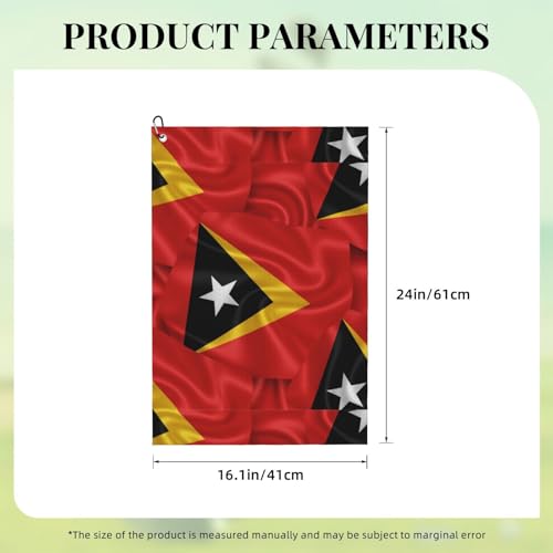 Supdreamc 24x16 Inch Microfiber Golf Towel with Clip, East Timor Flag, Super Absorbent Fast Drying for Wiping Clubs & Personal Use on Golf Course - color: Style (107)