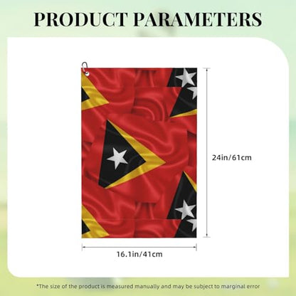 Supdreamc 24x16 Inch Microfiber Golf Towel with Clip, East Timor Flag, Super Absorbent Fast Drying for Wiping Clubs & Personal Use on Golf Course - color: Style (107)