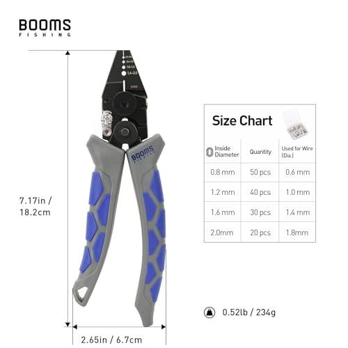 Booms Fishing CP4 Wire Crimping Tool with Cutter, Effort-Saving Fishing Crimping Pliers, High Carbon Steel Fishing Plier Wire Rope Leader Crimper Tool, 7 inch Crimpers Swager with Ergonomic Handle - style: Crimper with 140pcs Sleeves