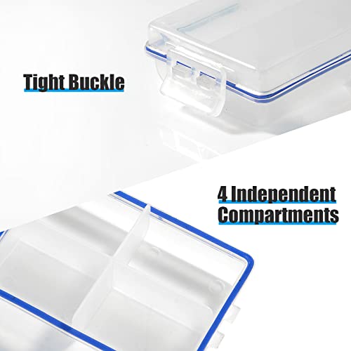 4 Pcs Mini Waterproof Tackle Organizer - Small Fly Fishing Box with Dividers for Hooks, Flies, Beads & Lures - size: 4in(L)×2.5in(W)×1in(H)