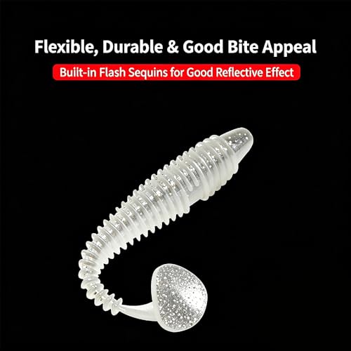15 Pack Soft Lure, Curly Tail Twisted Worm Bait, Dual Color High Flexible for All Game Fish Freshwater Saltwater - color: White