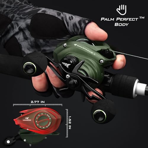 KastKing Spartacus II Baitcasting Fishing Reel, 6oz Ultralight Baitcaster Reel, Super Smooth with 17.6 LB Carbon Fiber Drag, 7.2:1 Gear Ratio, 39mm Palm Perfect Lower Profile Design - color: A:Left-Stryker Green-7.2:1