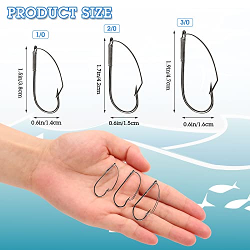 Sumind Weedless Wacky Rig Hooks Bass Carbon Steel Fishing Hooks for Wacky Rigging Worm Lure Baits - size: 3/0