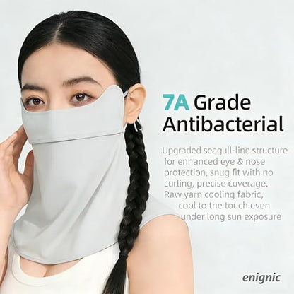 Face Cover for Sun Protection UPF 50+ UV Face Mask, UV Face Shield for Golf, Hiking Fishing & Outdoors Breathable - color: Light Grey-half