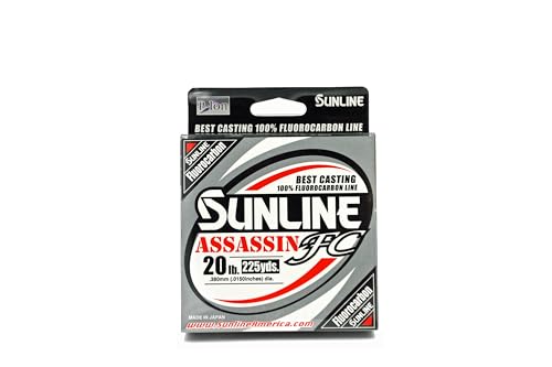 Sunline Assassin FC Fluorocarbon Fishing Line – 100% Fluorocarbon, P-Ion Technology, Multiple Line Weights & Spool Sizes - size: 20-Pound/ 225-Yards