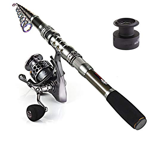Sougayilang Telescopic Fishing Rod Reel Combos with Carbon Fiber Fishing Pole Spinning Reels and Fishing Accessories - color: Only Fishing Rod and Reel, size: 8.86 Ft Rod + XY 4000 Reel