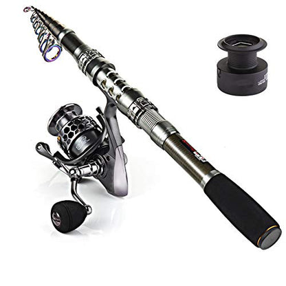 Sougayilang Telescopic Fishing Rod Reel Combos with Carbon Fiber Fishing Pole Spinning Reels and Fishing Accessories - color: Only Fishing Rod and Reel, size: 9.84 Ft Rod + XY 4000 Reel