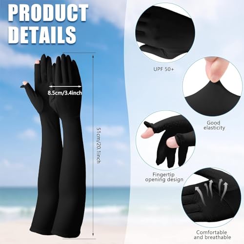 Summer-UV-Sun-Protection Gloves Outdoor Long Arm Driving-Gloves for Women - color: Black