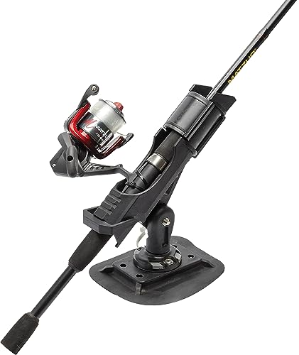 Extreme Max 3006.8618 Fishing Rod Holder with Easy-Install Universal Mounting Bracket for Inflatable Boat, Black