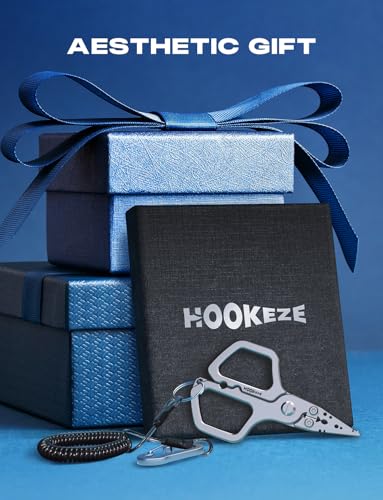 HOOK-EZE 17-4 Fishing Pliers, Saltwater Resistant Fishing Scissors,Tungsten Cutters, Knot Tying Tool with Lanyard, Split Ring Hook Remover, Gifts for Men