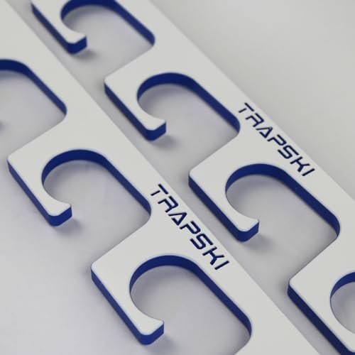 TRAPSKI Made in the USA Premium Fishing Rod/Pole Holder Rack Organizer | Wall or Ceiling Mounted Fishing Rod Rack | Marine Grade HDPE Plastic | Rod Holder for up to 12 | Stackable - 2 Pack - color: H6 White/Blue