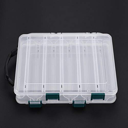 Double-Sided Fishing Lure Hook Tackle Box, Clear Visible Plastic Lure Case, Fishing Tackle Accessory Storage Box Case Container(10 Slots)