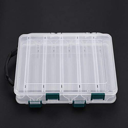Double-Sided Fishing Lure Hook Tackle Box, Clear Visible Plastic Lure Case, Fishing Tackle Accessory Storage Box Case Container(10 Slots)
