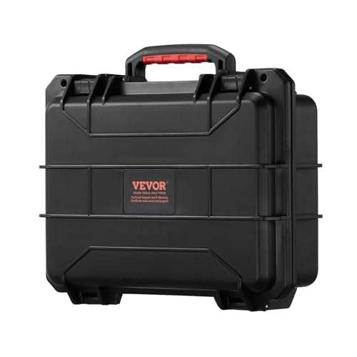 VEVOR Weatherproof Hard Case, Heavy Duty Protective Dry Box with Pre-cut Foam, Retractable Pull Handles for Travel, Hunting, Military, Tactical, IP67 Waterproof Case for Cameras(14.96x11.81x5.51) - size: 14.96 x 11.81 x 5.51 in