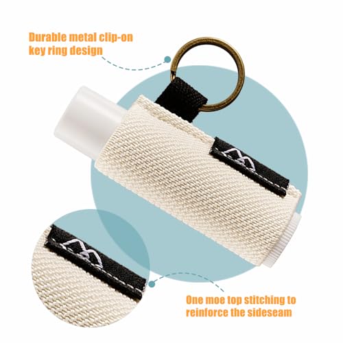 WK IEASON Lip Balm Holder Keychain with Clip, Tight-knit Elastic Chapstick Sleeve not Neoprene Sleeve (Blackx3) - color: 3pcs Black