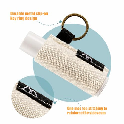 WK IEASON - Lip Balm Holder Keychain Clip On Lipstick/Chapstick Sleeve, Tight-Knit and Elastic (Pink/Light beige/Grey) - color: Pink/Light Beige/Grey