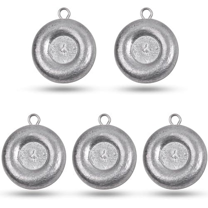 Disc Sinkers Fishing Weights, Flat Coin Sinkers Saltwater Surf Fishing Weights for Catfishing Drifting Trolling Bottom Saltwater Fishing Tackle 1oz 2oz 3oz 4oz 5oz 6oz 8oz - style: 4 Ounce, 5 Pack
