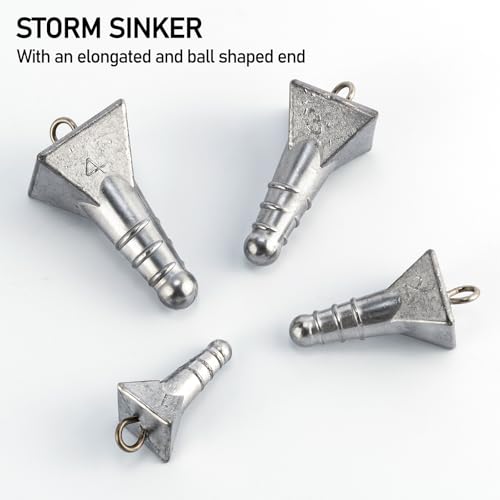 Dr.Fish 5 Pack Storm Sinker Pyramid Hatteras Surf Fishing Lead Weight Saltwater Beach Casting Sea Bottom Holder Inshore