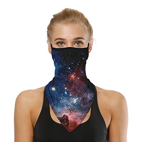 YAYOUREL Neck Gaiter Face Mask Bandanas for Men Women UV Face Scarf Cover Ear Loop Hole Facemask for Fishing Running Cycling - color: Black Pink White