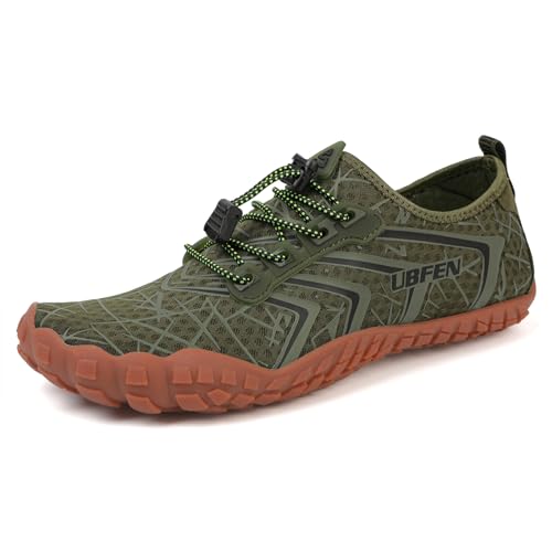 UBFEN Water Shoes for Men Women Quick Dry Swim Aqua Socks | Lightweight Barefoot-style Fit, Rubber Sole, Hiking, Fishing, Kayaking, Beach, Pool, Boating, Diving And Water-to-land Wear - color: Green, size: 16 Women/14 Men