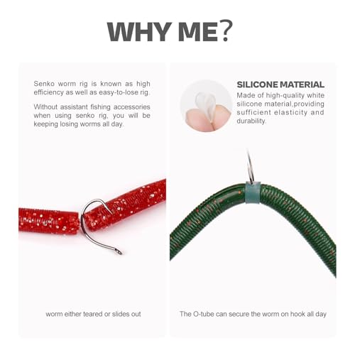 Wacky Worm O-Rings (180/150/120 Packs) – Heavy-Duty Silicone Senko Bait Protector (Only Kit Includes Tool) | Prevents Bass from Ripping Soft Plastics | Fits All Senko Worms (Small/Medium/Large) - color: Medium (fits 4"-6") - Ring Only
