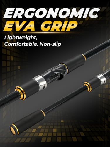 Jenseits 7FT Fishing Rod, 24T Carbon Fiber Telescopic & 4-Piece Travel Rod, Spin and Cast Options, Stainless Steel Guides with Ceramic Inserts, for Bass, Trout, Catfish, Freshwater & Inshore Fishing - size: Spin-7ft-Medium Heavy-Fast