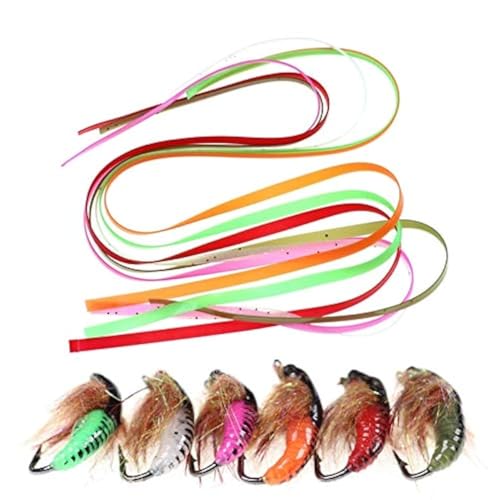 Greatfishing 30pcs Mix 6 Color 3mmX30cm Caddis Fly Pupa Nymph Worm Body Wrap Skin Caddis Larvae/Czech Nymph Scud Lure Fly Tying Material