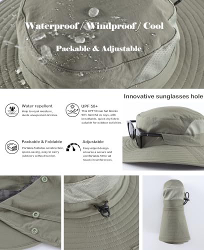 Home Prefer UPF 50+ Wide Brim Sun Hats with Neck Flap Sun Protection Hat for Men Women Gardening Fishing Summer Bucket Hat - color: Pea Green
