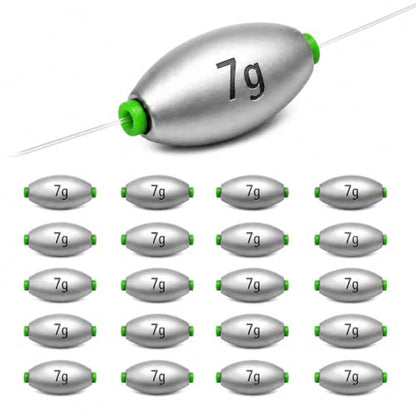 Egg Sinkers Fishing Weights, Oval Slip Sinkers Bullet Lead Fishing Weights for Freshwater Saltwater Tackle Set 1/8oz to 1oz - size: 1/4oz-7g-20pcs