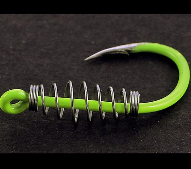 Pack of 40 Fluorescent Green Fishing Hooks Baiting Dough Stainless Barded Fish Spring Tackle 5-13 Size - size: 5# 40pcs